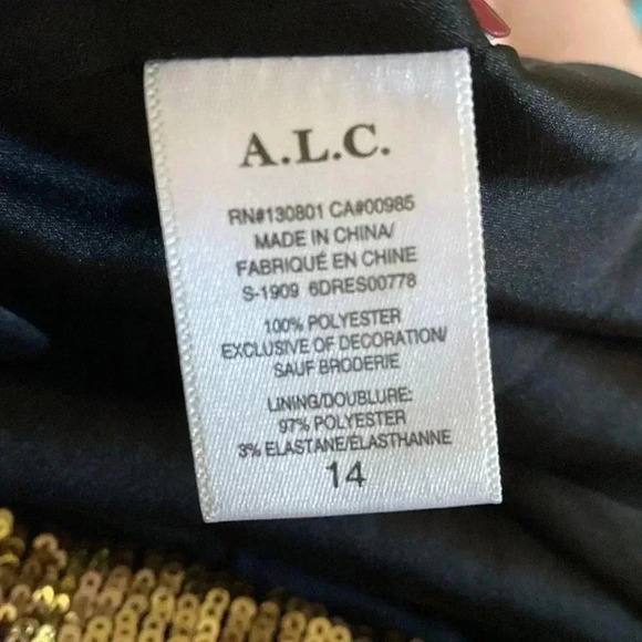 Women’s A.L.C. Christy gold sequin mini dress size 14 - Picture 6 of 6